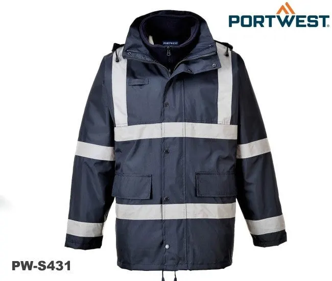 Marineblaue Portwest Iona 3-in-1 Jacke mit herausnehmbarer Fleecejacke